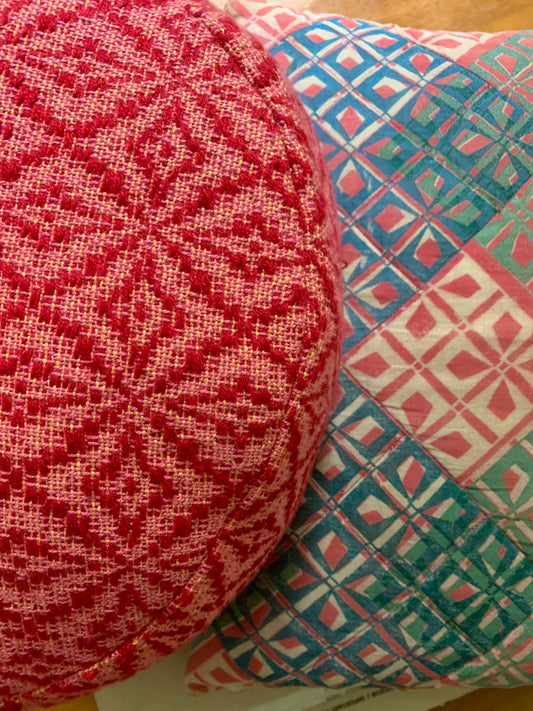 hand printed diamond fabric and handwoven diamond fabric