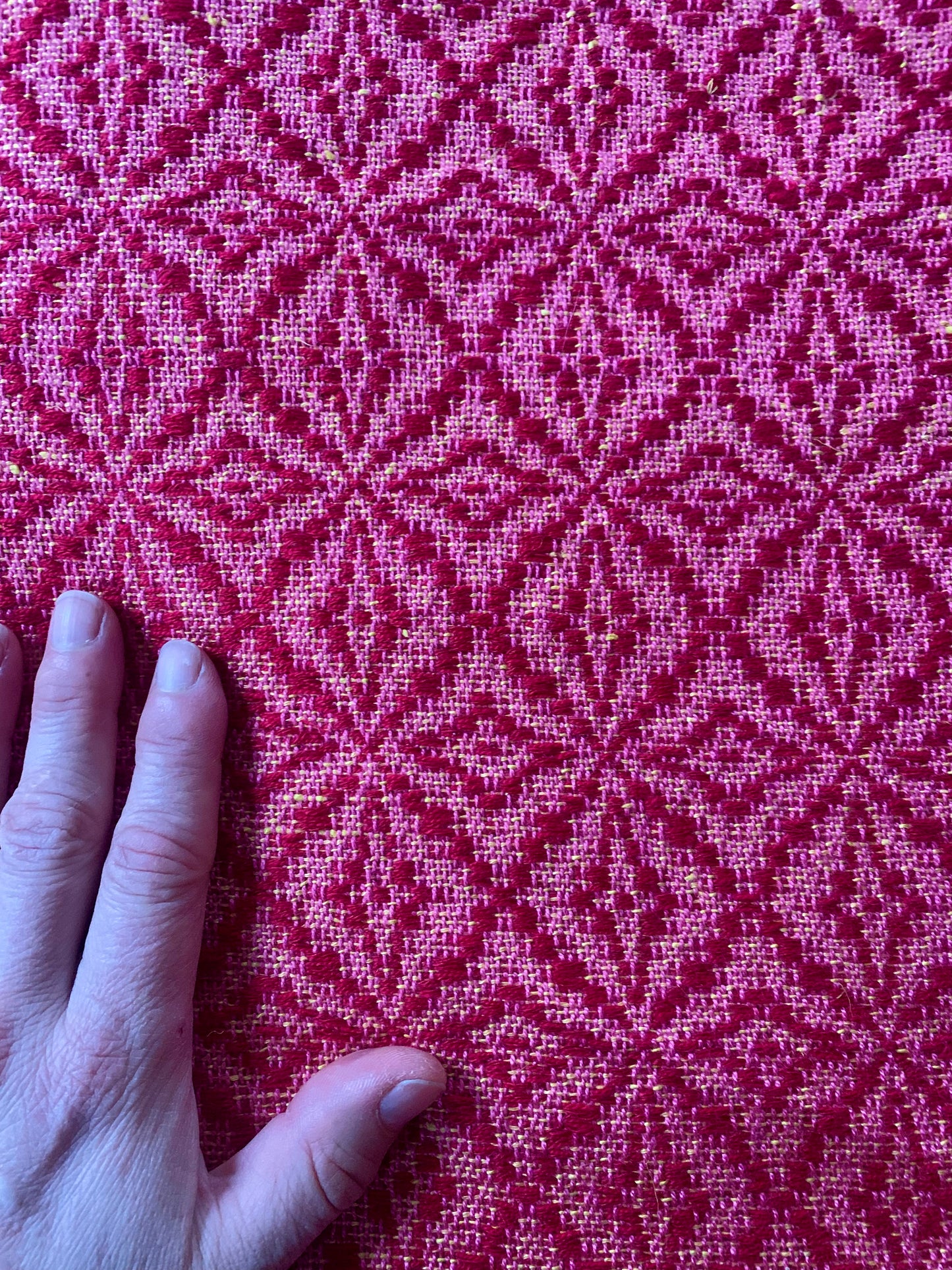 Handwoven fabric by the meter- Diamond Overshot