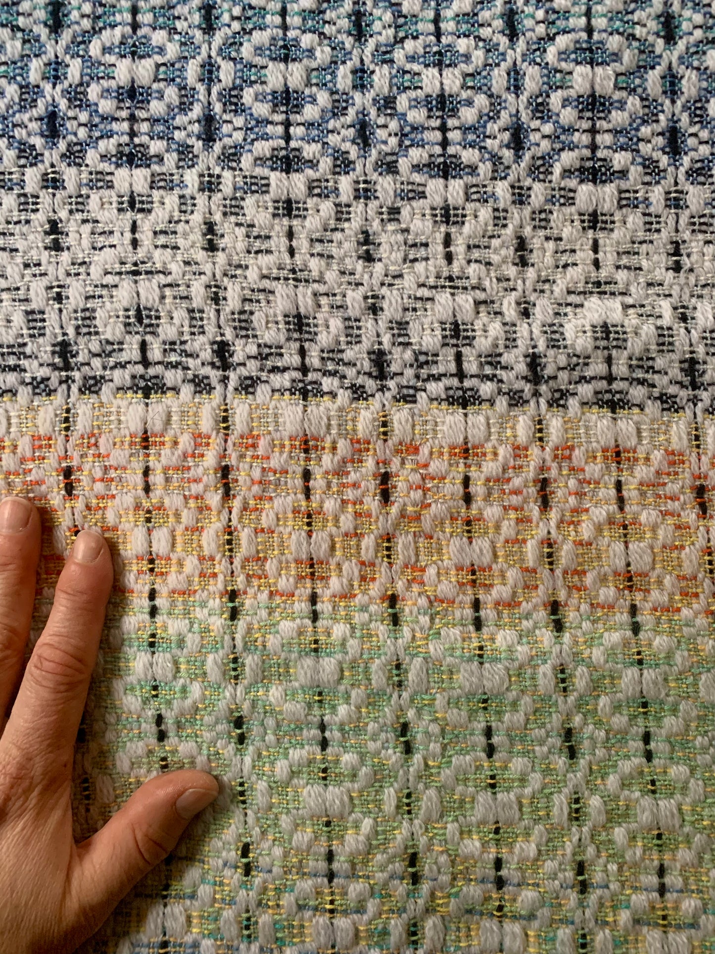 Handwoven fabric by the meter- Sunrise Overshot