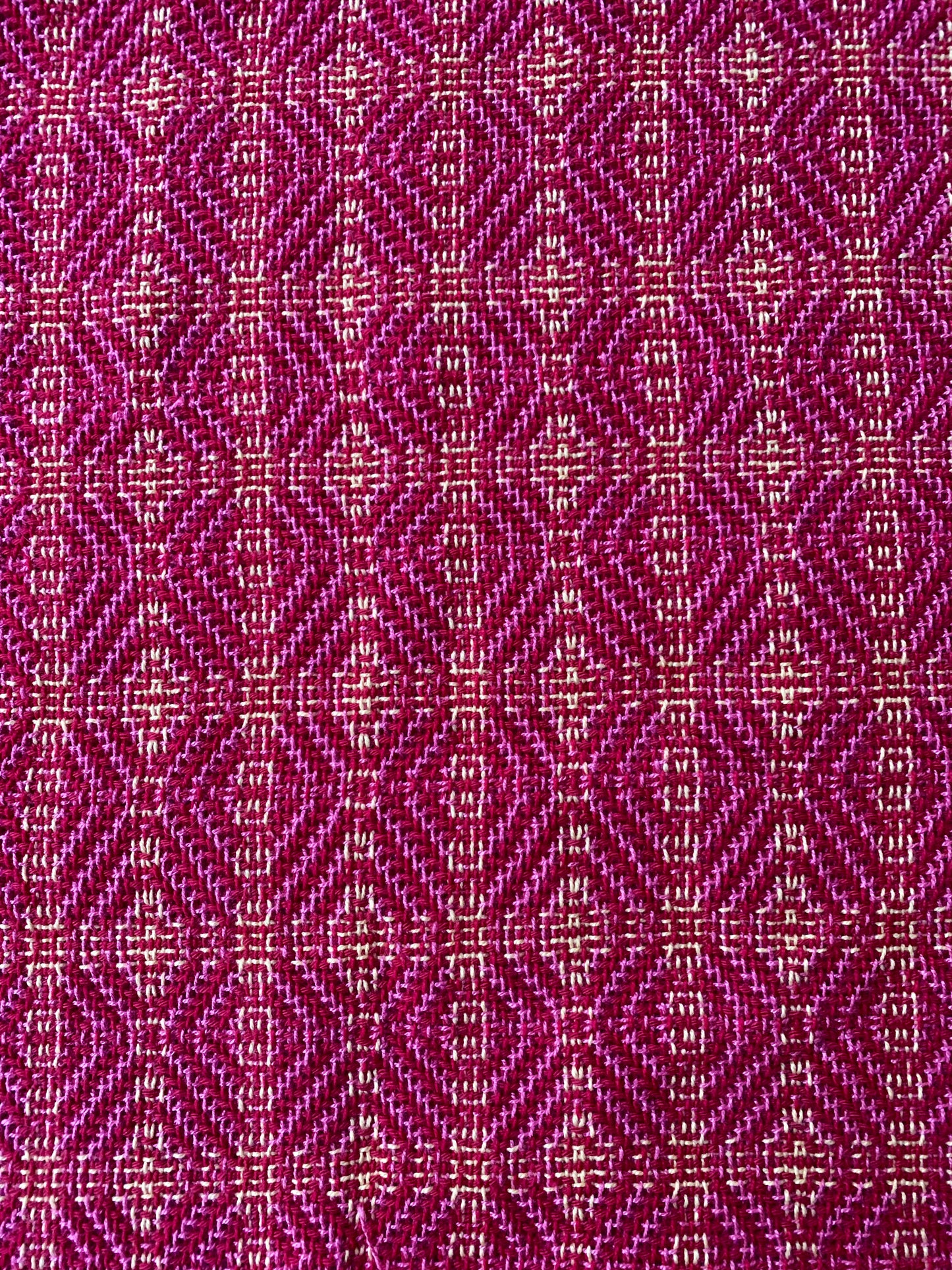 Handwoven fabric by the meter- Pink, red and yellow shadow weave