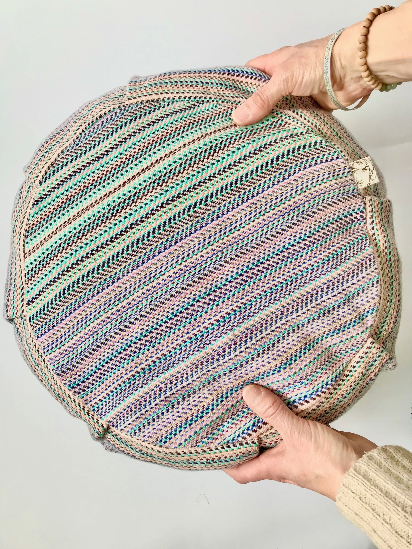 Meditation Cushion Multicoloured Hand-woven Fabric
