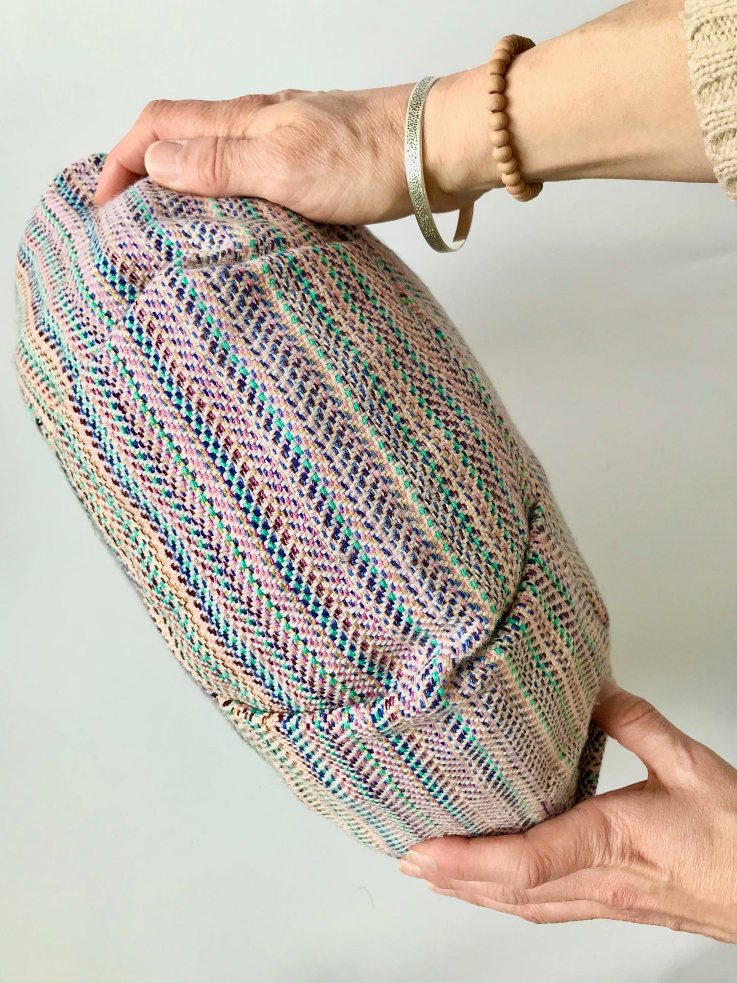 Meditation Cushion Multicoloured Hand-woven Fabric