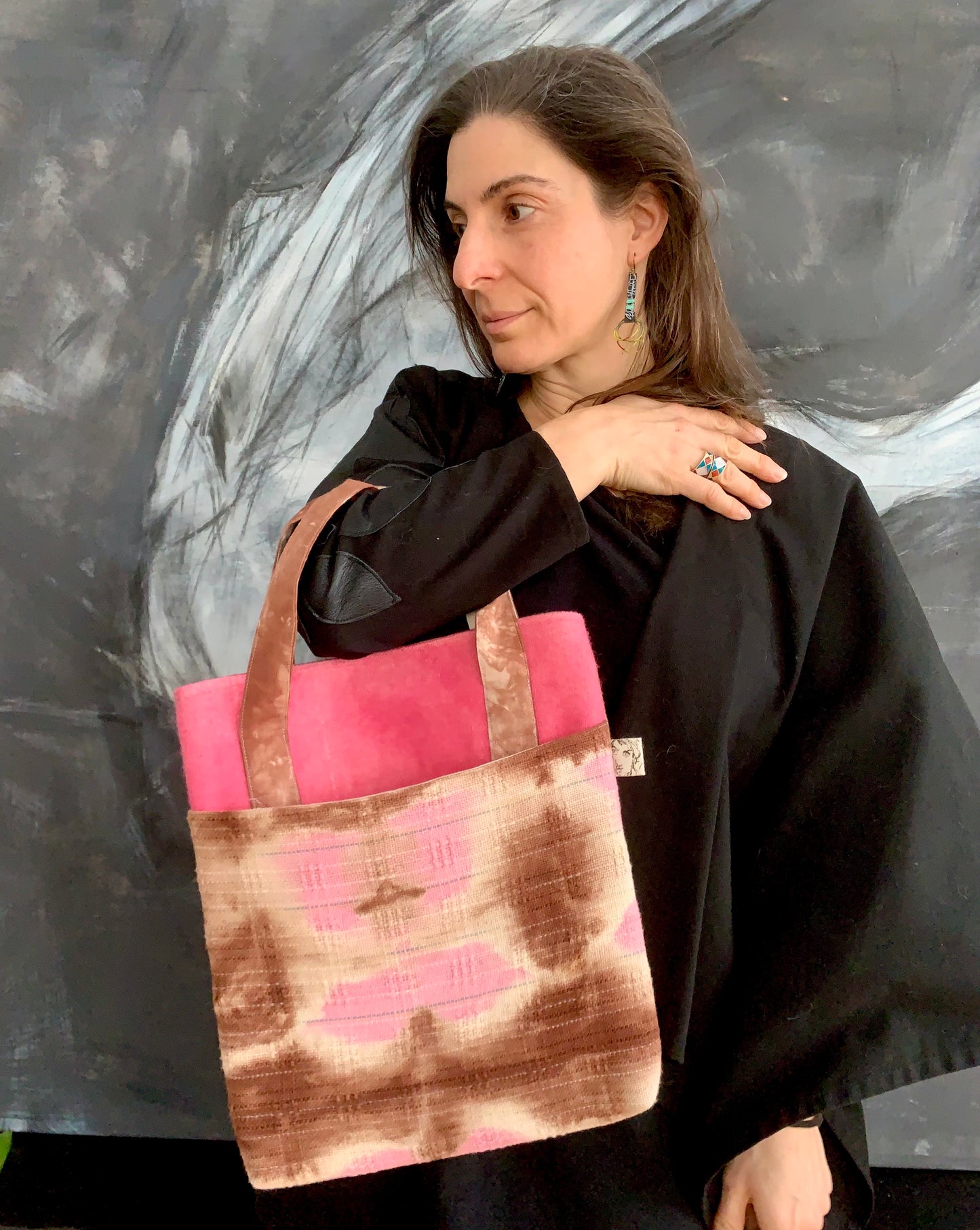 The Patsy tote bag- pink and brown