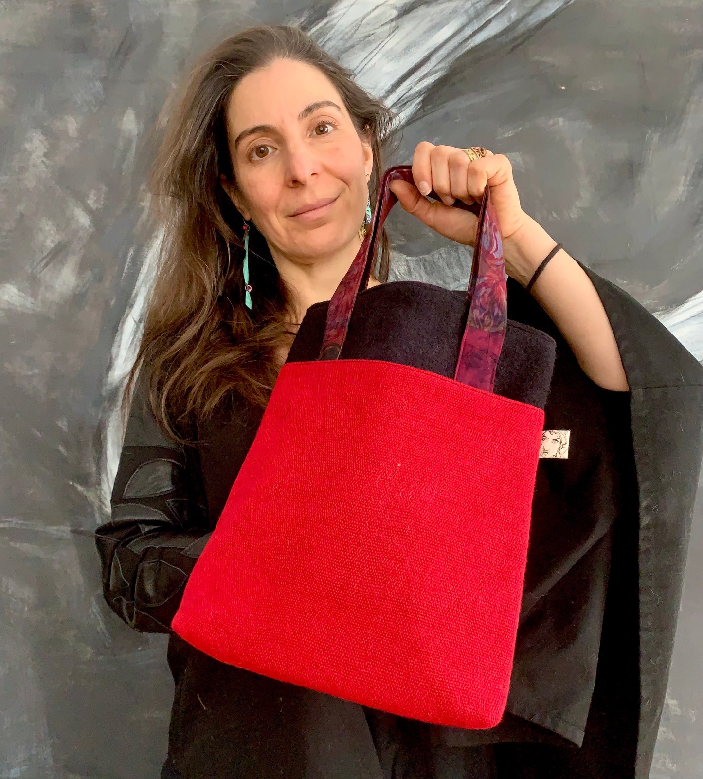 The Patsy tote bag- black and red