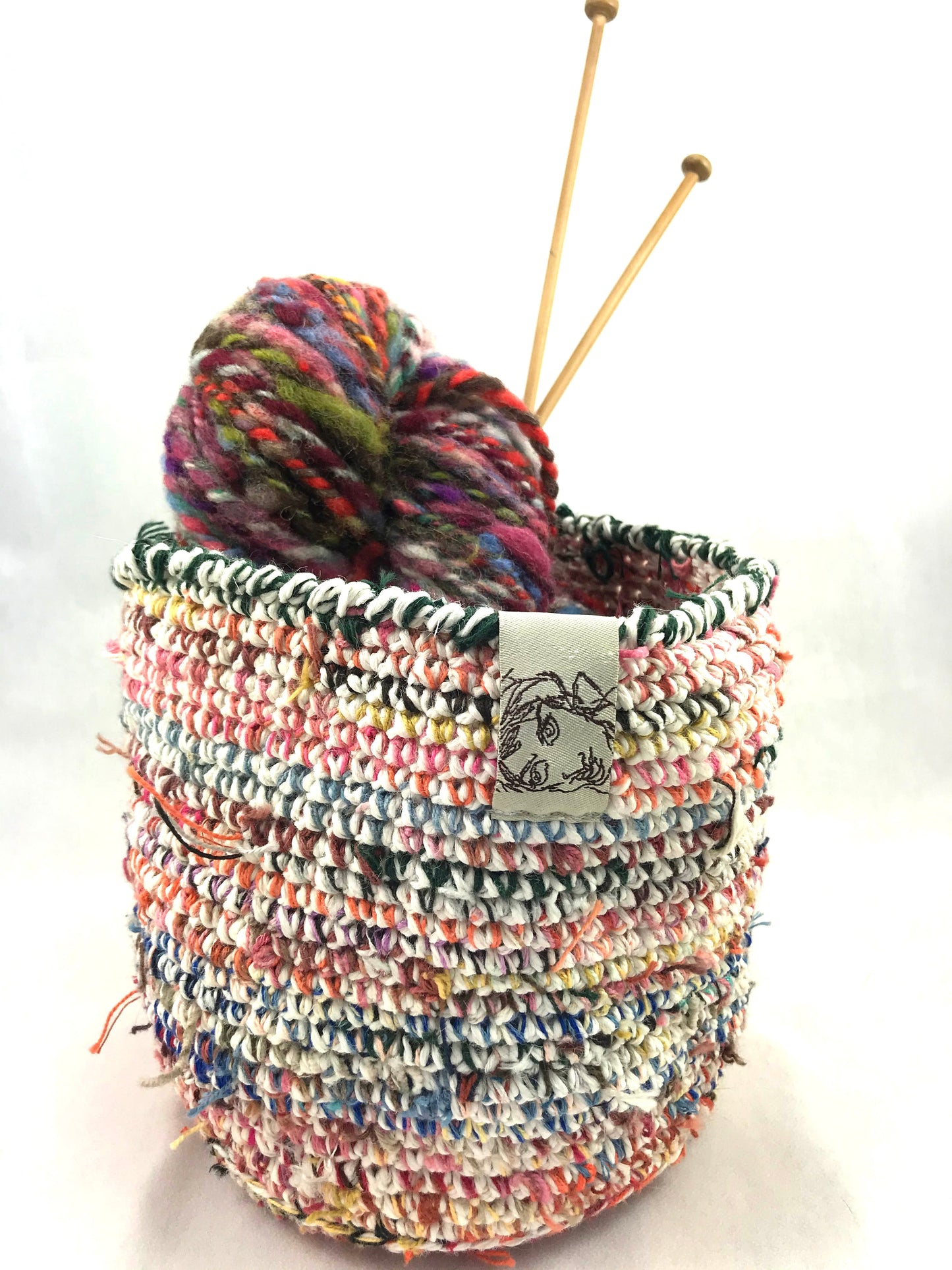 Small Round Crocheted Storage Basket