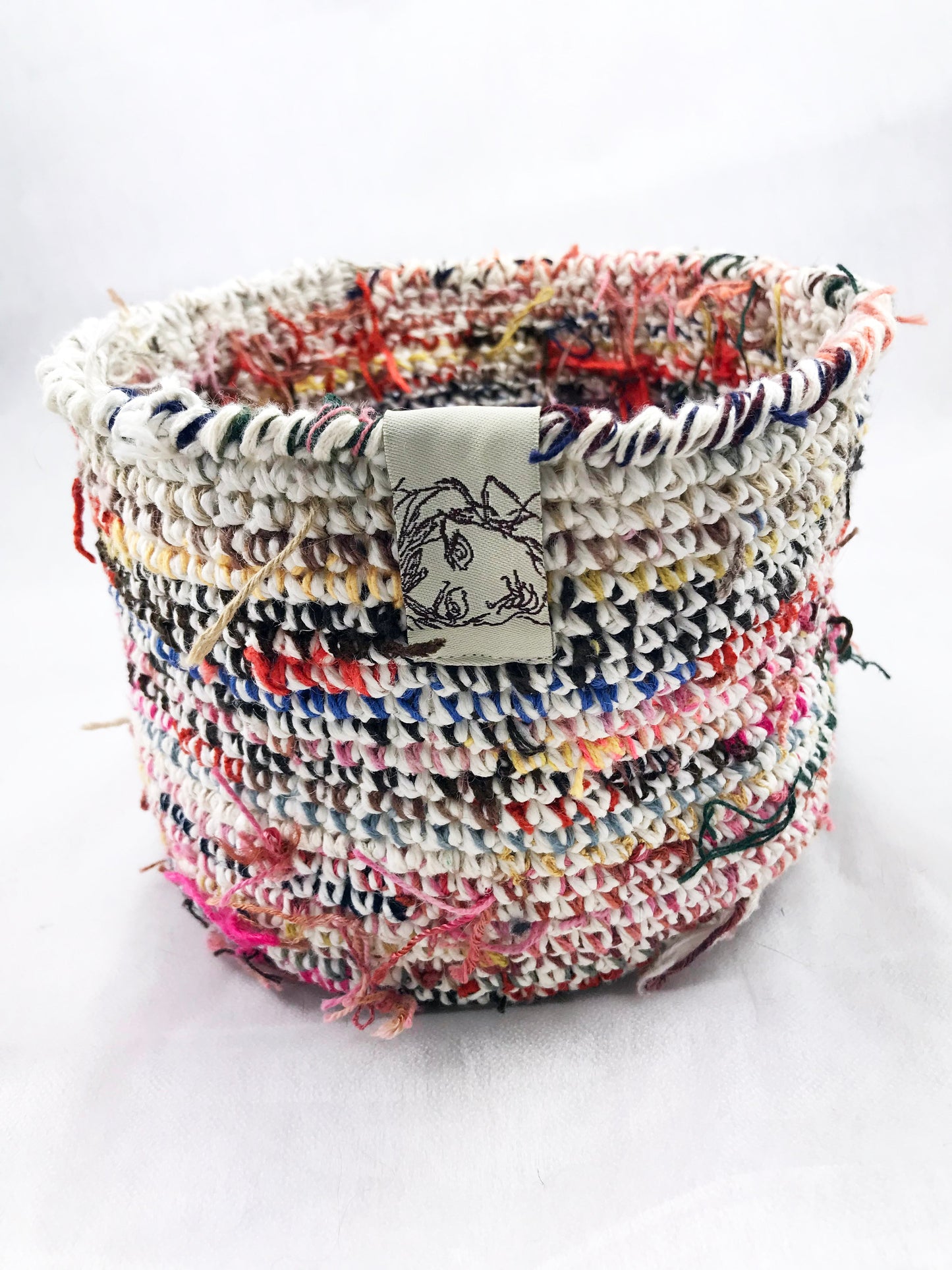 Small Round Crocheted Storage Basket