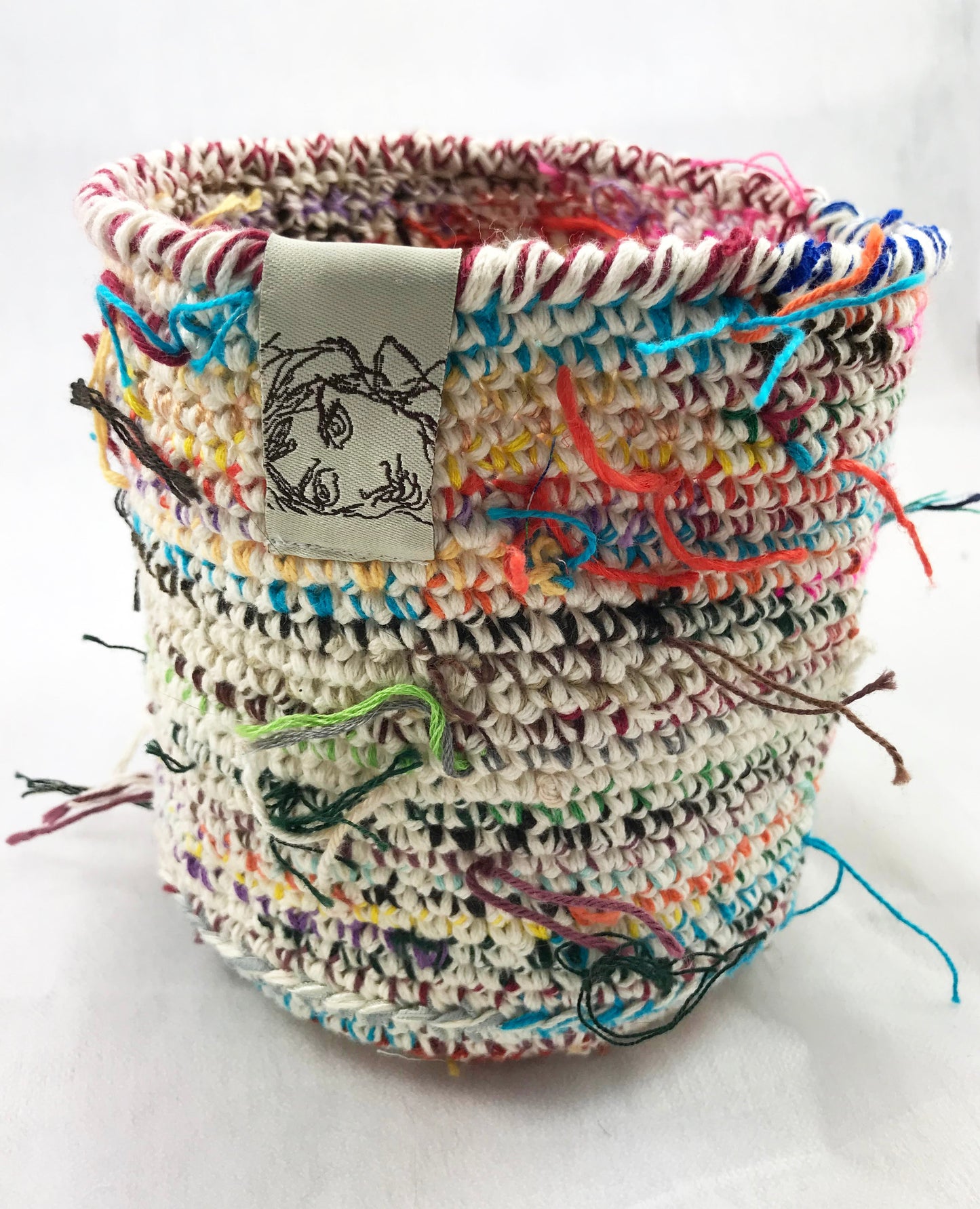 Small Round Crocheted Storage Basket