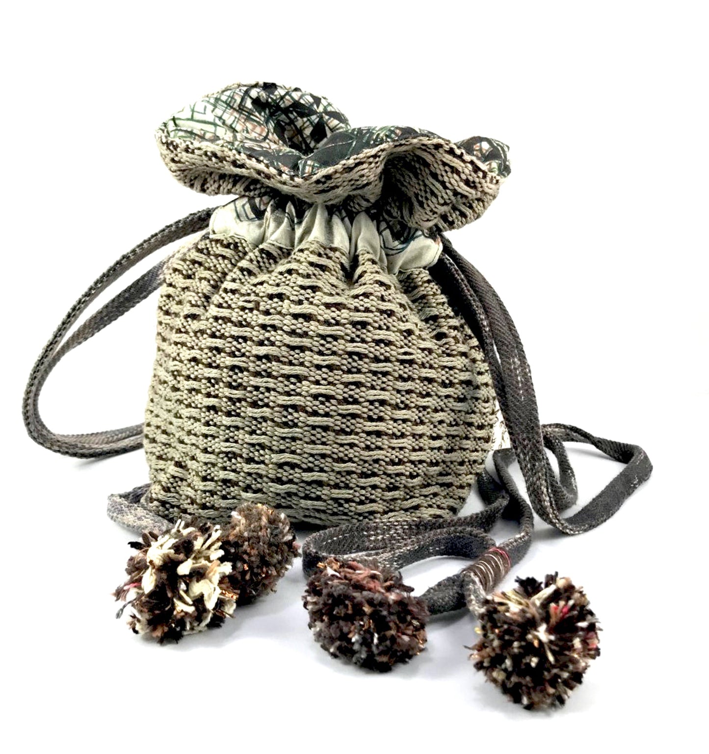 Handwoven Drawstring Crossbody Bag