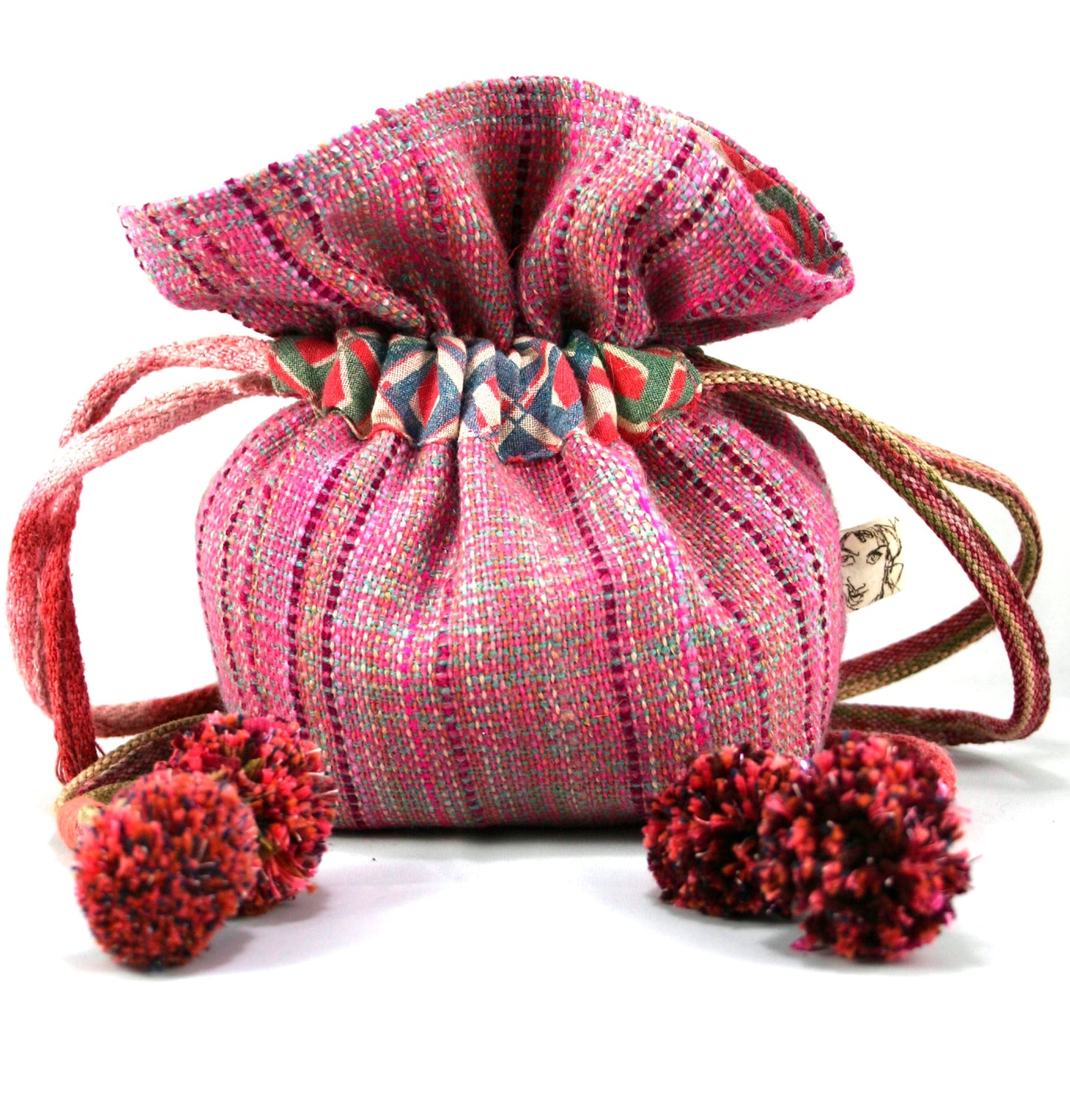 Handwoven Drawstring Crossbody Bag
