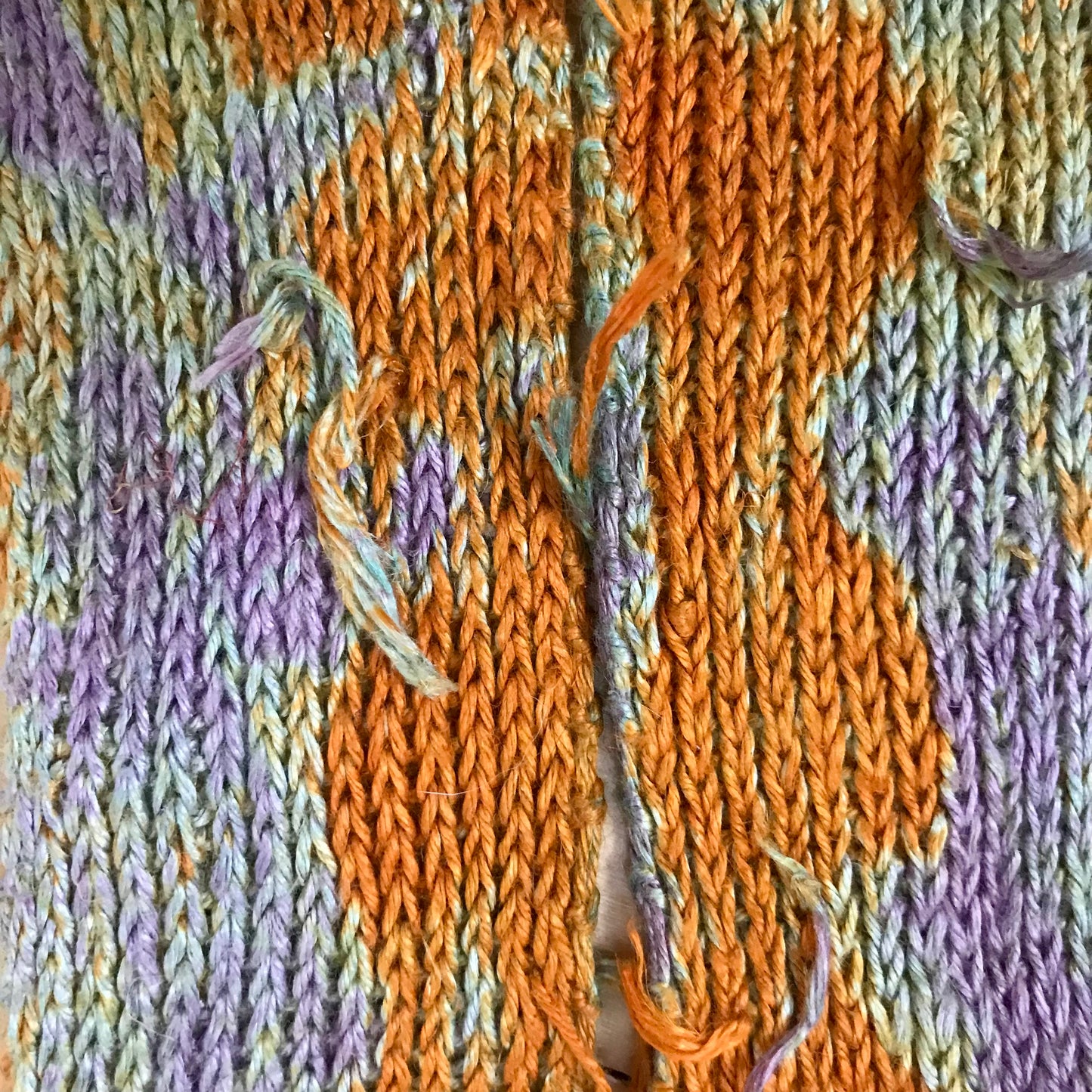 Knit hand dyed linen scarf