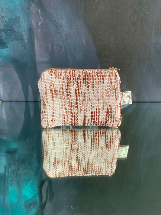 Portable pocket: square zipper pouch, ikat dyed