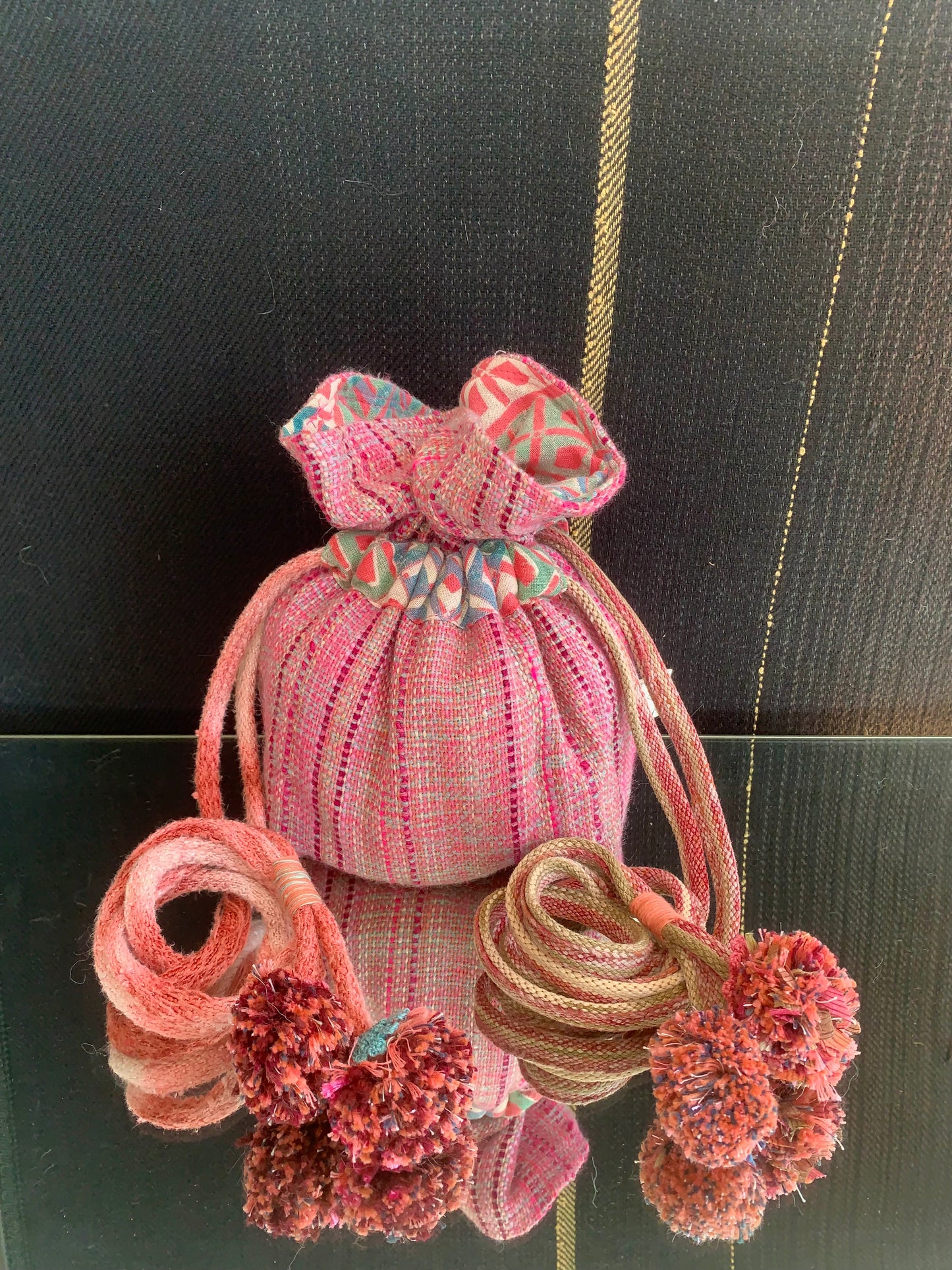 Handwoven Drawstring Crossbody Bag