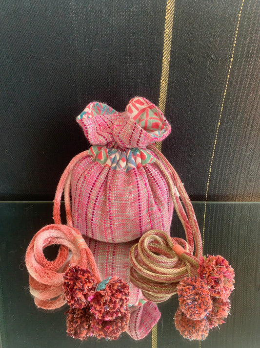 Handwoven Drawstring Crossbody Bag