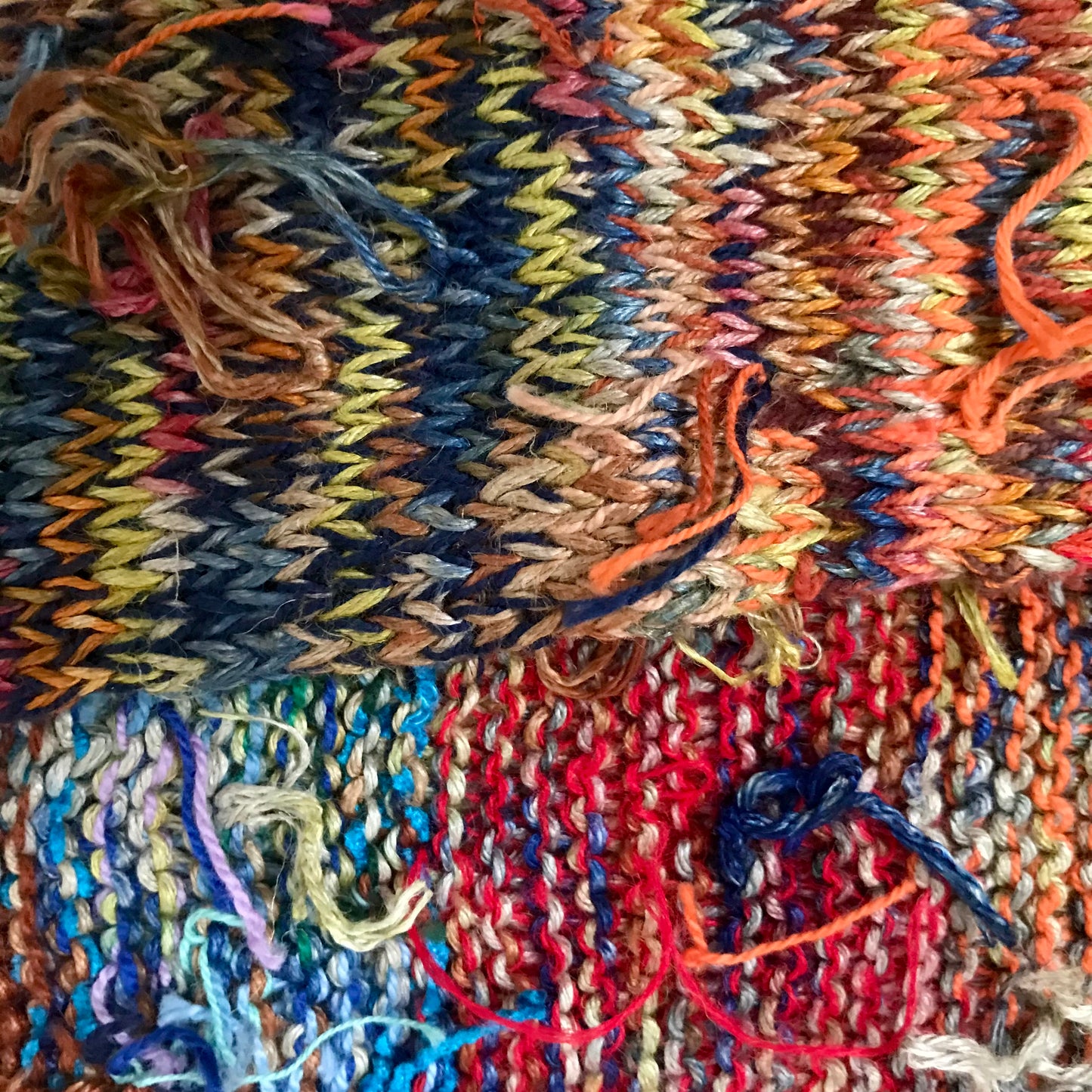 Knit hand dyed linen and cotton scarf