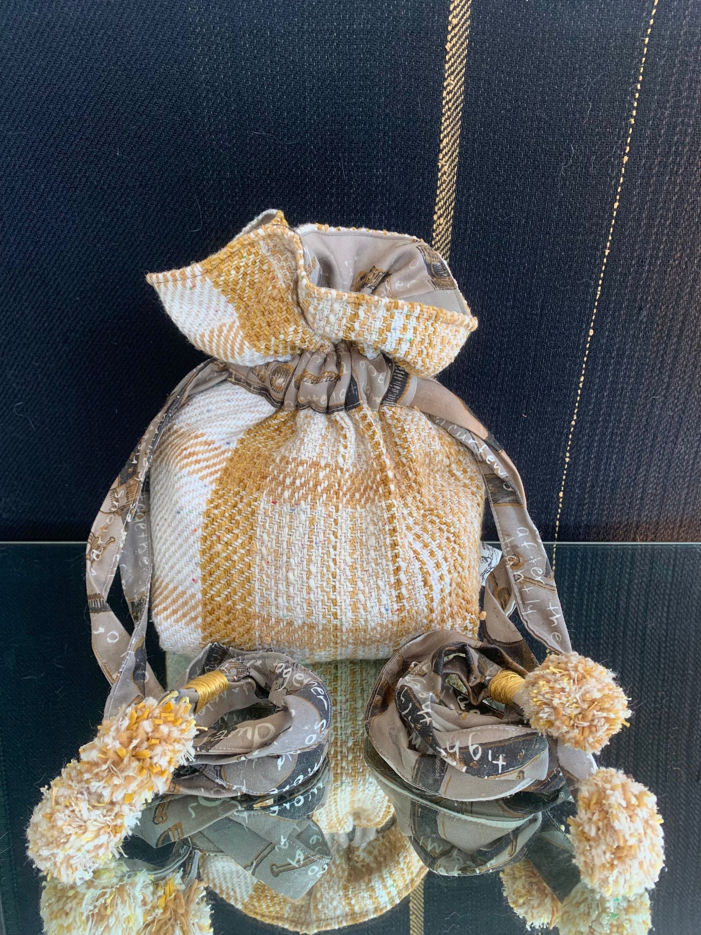 Handwoven Drawstring Crossbody Bag