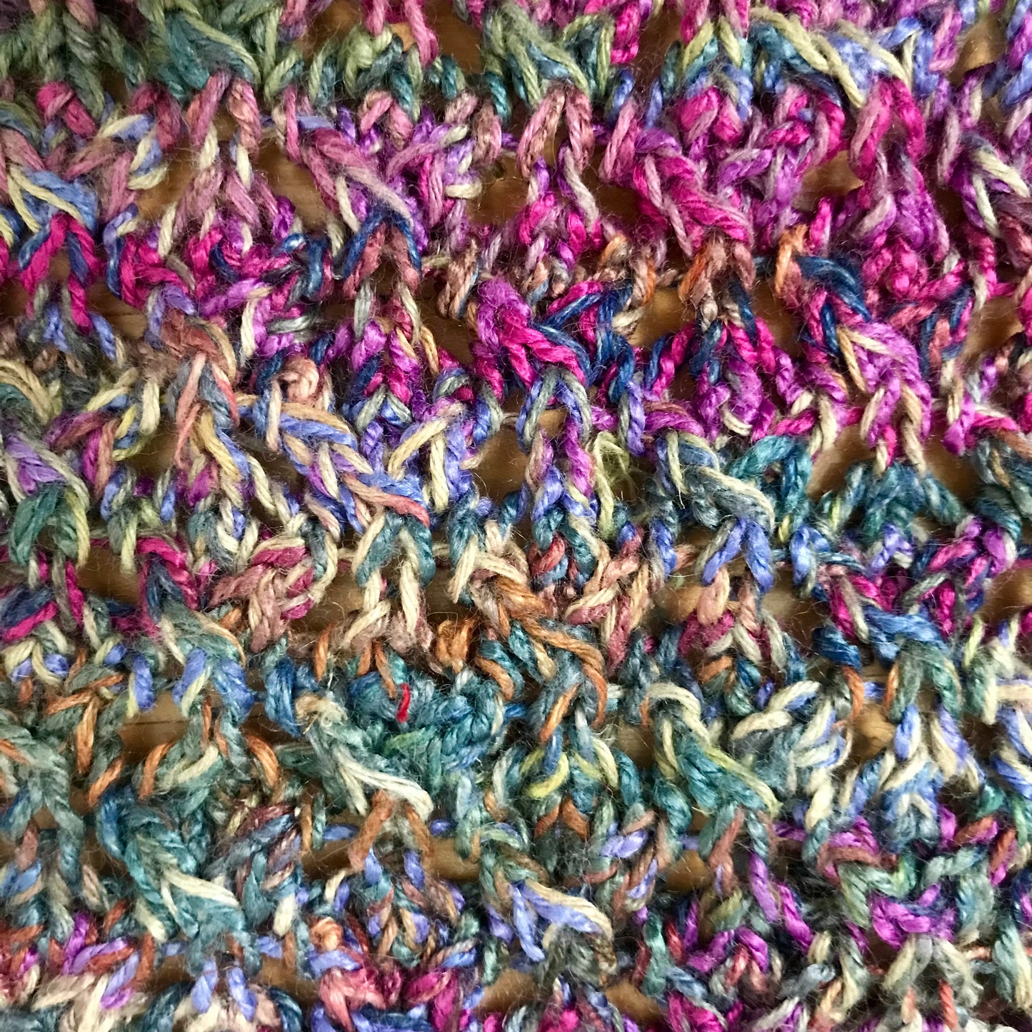 Knit hand-dyed linen lace shawl