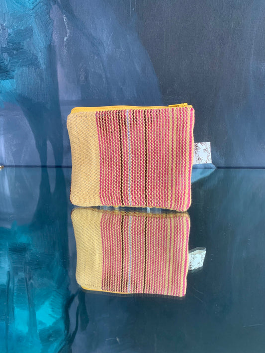 Portable pocket: square zipper pouch, yellow stripes