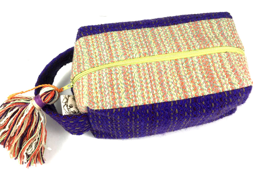 Box Style Zipper Case: Purple with Light Green and Orange Contrast