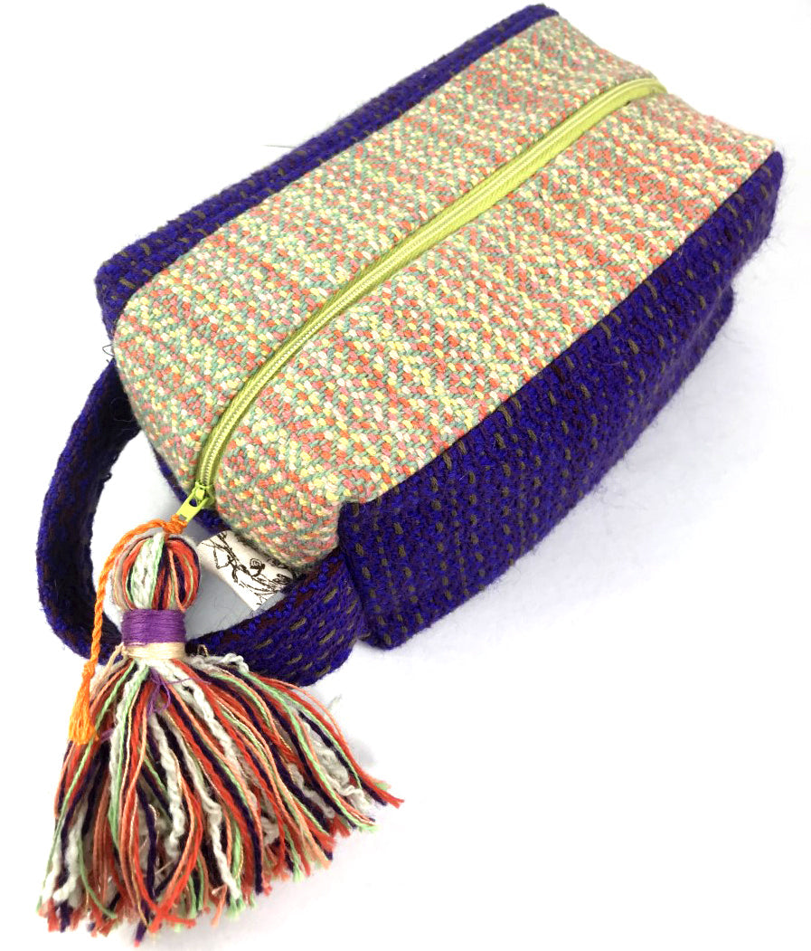 Box Style Zipper Case: Purple with Light Green and Orange Contrast