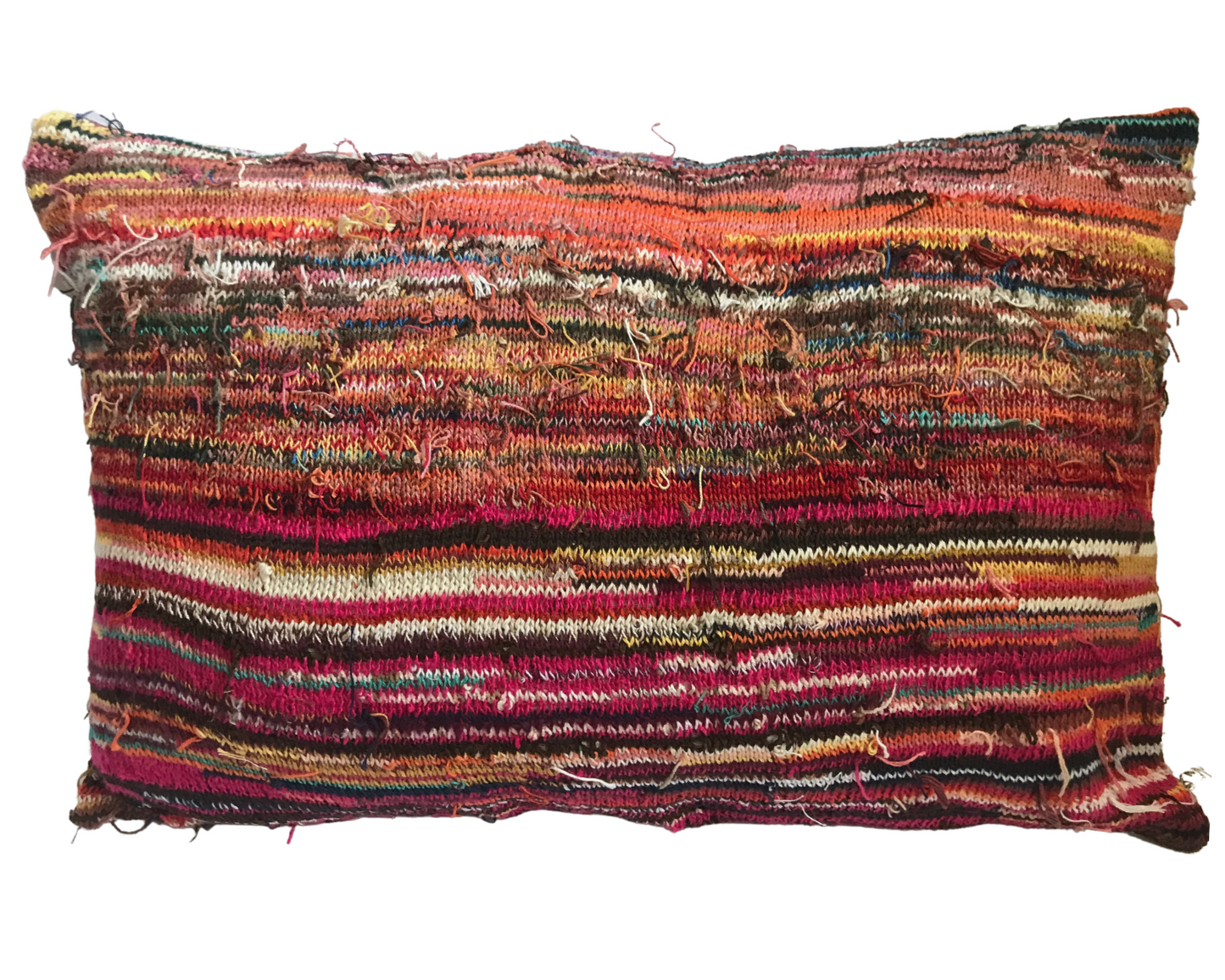 Recycled warp pillow: sunset