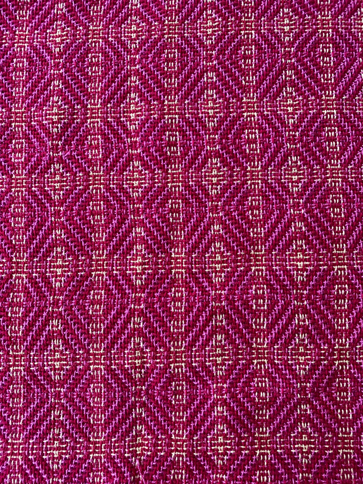 Handwoven fabric by the meter- Pink, red and yellow shadow weave