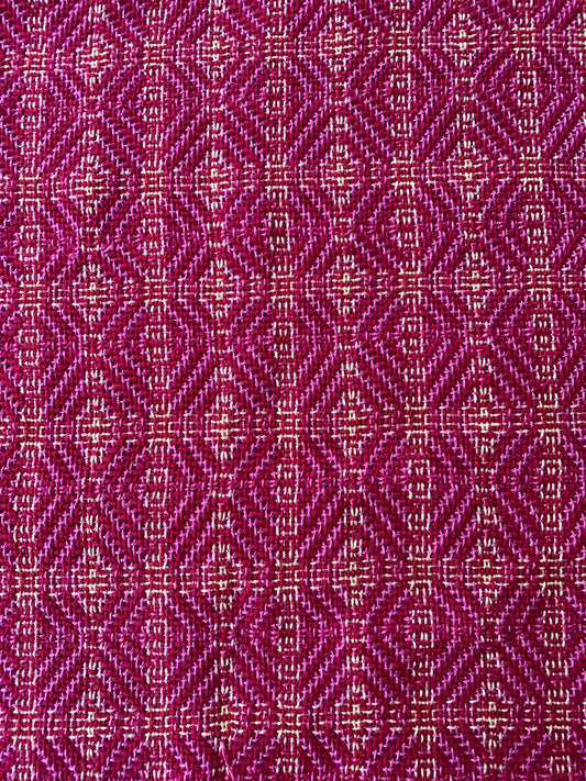 Handwoven fabric by the meter- Pink, red and yellow shadow weave