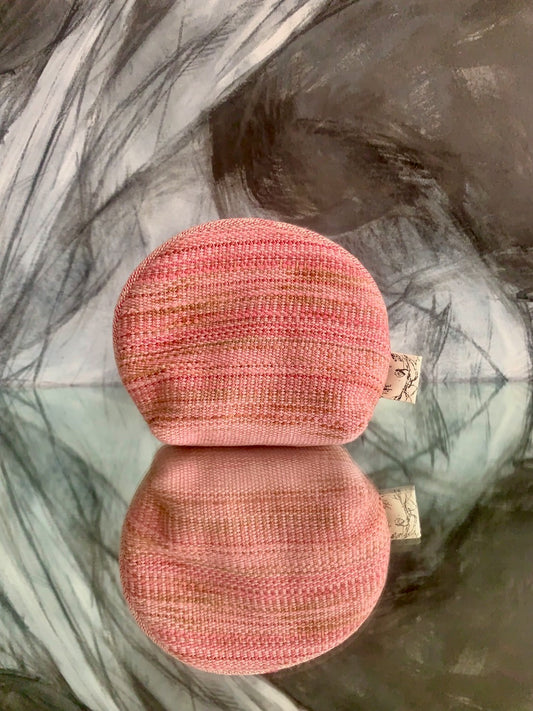 Portable pocket: round zipper pouch- pink hand-dyed