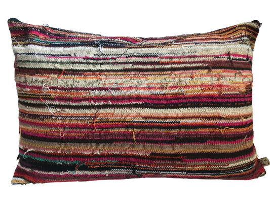 Recycled warp pillow: sunrise